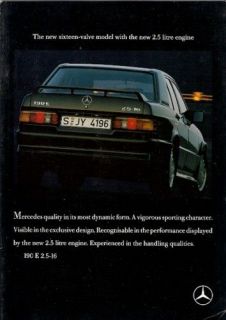 Mercedes Benz 190 E 2.5 16 Cosworth 1988 90 UK Brochure