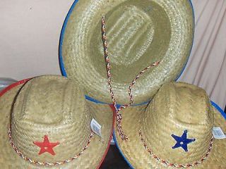 childrens western straw cowboy cowgirl sheriff star hat