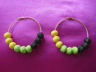 Jamaican Colour Mesh Bead Ball 80mm/60mm basketBall Wives Earrings
