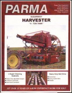 Parma 4 Ton Tank Tractor Sugar Beet Harvester Brochure Leaflet