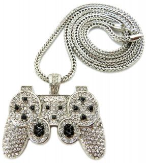 ICED OUT PLAYSTATION CONTROLLER PENDANT MENS NECKLACE LONG CHAIN 