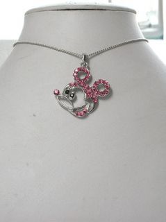 pink crystal mickey mouse pendant necklace a90 