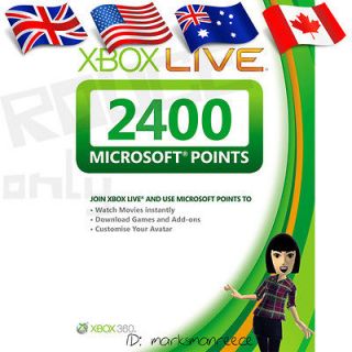 2400 (800x3) MICROSOFT POINTS CARD for AU USA EU Xbox Live 360 