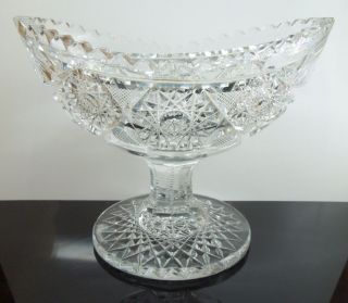 Antique 1890 1910 Brillant Period Footed Cut Glass Candy Dish s12 215
