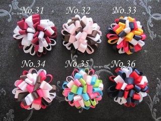 30 Boutique Girl Loopy puffs Ribbon 2.5 Hair Bows Alligator Clips 96 