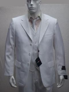 mens 3pc white dress suit size 40r new vested suit
