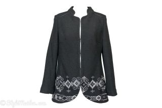Mario Serrani Italy Black White Grey Pattern Viscose Wool Coat Size 10