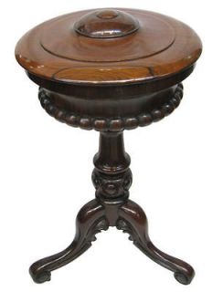 antique rosewood humidor or teapoy on tripod stand time left