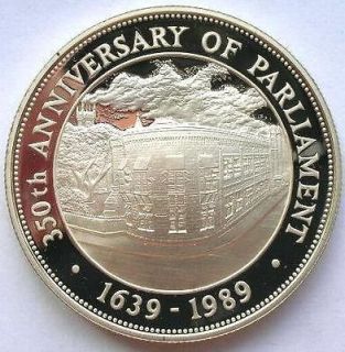 Barbados 1989 Parliament 50 Dollars 1oz Silver Coin,Proof