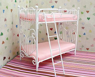 dollhouse miniature white iron big bunk bed furniture from china