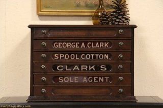 clark walnut 1890 advertizing spool cabinet jewel box time left