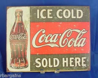   COKE ICE COLD BOTTLE SOLD HERE Metal Tin Sign Vintage Retro Decor Wall