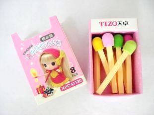 New 8 pcs Lovely Matchsticks Rubber Matches Eraser A Box Set gift for 