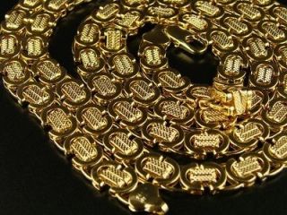mens 36 inch 14k gold finish flat byzantine chain 10mm