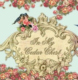 Shabby Blue Birds Chic Vtg Pink Roses Victorian Flowers  Auction 
