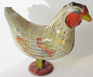 vintage wyandott tin toy egg laying chicken 