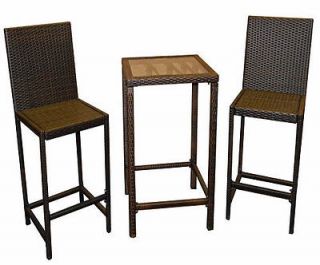 indoor outdoor resin wicker bistro table and chair set bar height 
