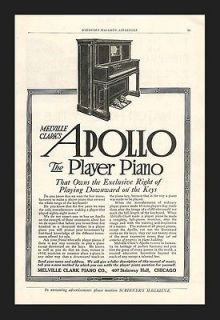 1910 vintage ad apollo player piano downward keys 