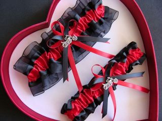 free sh new red black harley motorcycle wedding garter more