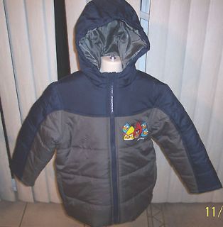 NWT Boys ANGRY BIRDS Winter Jacket Coat Parka Sz 6 Blue/Gray Gift