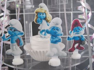 12 the smurfs edible standing cupcake decorations 