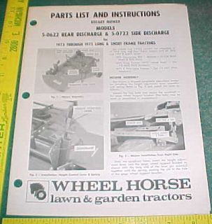 wheel horse mower 5 0622 5 0722 instructions ill parts