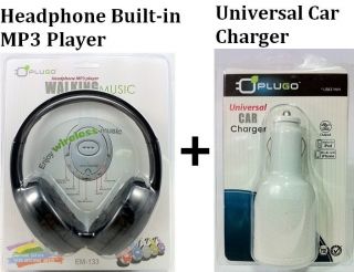 headphone built in  player with car charger 1 suit