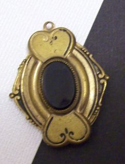 Lovely Antique Victorian Black Glass Gold Filled Mourning Locket