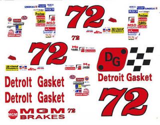 72 Detroit Gasket 1/24th   1/25th Scale Waterslide Decals