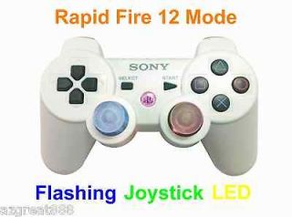New PS3 Modded DualShock 3 Rapid Fire Flashing LED White Controller 12 