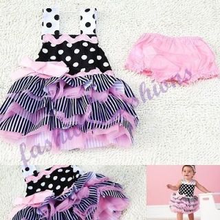 Baby/Toddler Girl Royal Ruffles Style Ribbon Dot Print Dress w/pants 3 