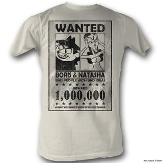 Licensed Rocky and Bullwinkle Boris and Natasha Adult Shirt S 2XL