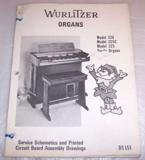 wurlitzer 325 325c 330 organ service manual from canada time