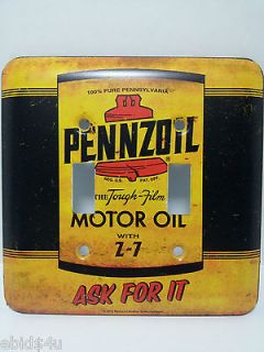 PENNZOIL Motor Oil Double Light Switch Plate Cover Vintage Oil Can Man 