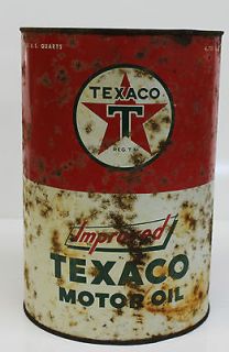 texaco improved motor oil 5 quart can empty metal time