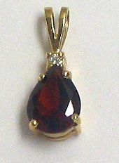 garnet pear shaped pendant in 14k yellow gold one day shipping 