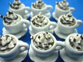Food Drink Beverage 9 Hot Chocolate Cups Size M Dollhouse Miniature 