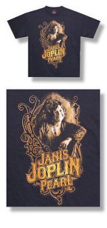 New Janis Joplin Pearl Image ornate design Black Large T shirt