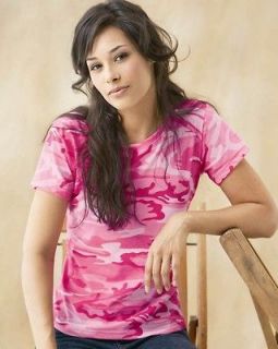 Code V Ladies Camouflage T Shirt Womens Camo S 2XL Pink Woodland 