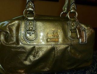 New Coach Madison Sabrina 15385 antique Gold patent leather Bag 