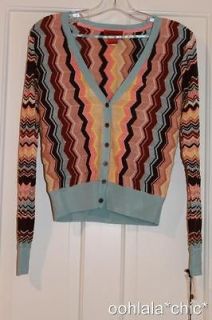 MISSONI For Target Womens Multicolored Zig Zag Knit V Neck Sweater 