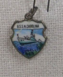   REU Sterling/Enamel U.S.S. North Carolina Battleship Charm   New
