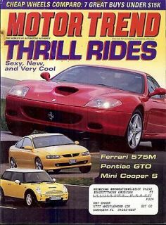   Magazine 7/02 Ferrari 575M pontiac GTO Mini Cooper S Jaguar S type R