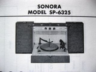 sonora sp 6325 phonograph photofact  5 00