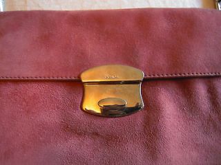 Prada pink suede clutch handbag w/ silver chain strap AUTHENTIC