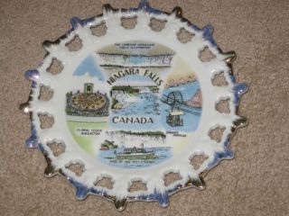 Vintage Souvenir Plate NIAGARA FALLS ~ CANADA Fancy Open Edge 