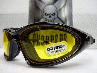   RIDING CHOPPERS GLASSES PADDED DAY NIGHT YELLOW LENS GOGGLES