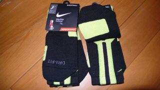 Nike Elite sock 2.0 platinum Olympic Black Electric Green Neon SZ L 8 
