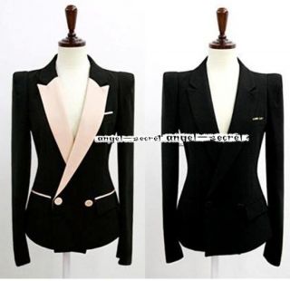 cj176 women jacket blazer tuxedo power shoulder formal