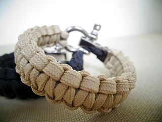 Paracord Survival Bracelet Made is USA with Adjustable Shackle Desert 